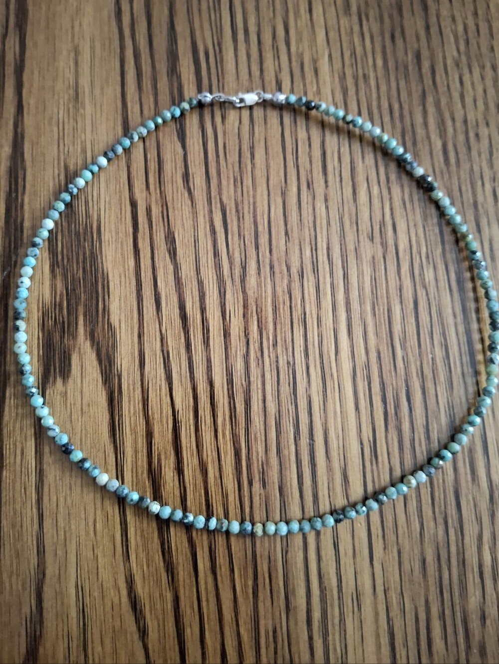 Necklace Hubei Turquoise Natural 2mm Beads 16" long Sterling Silver